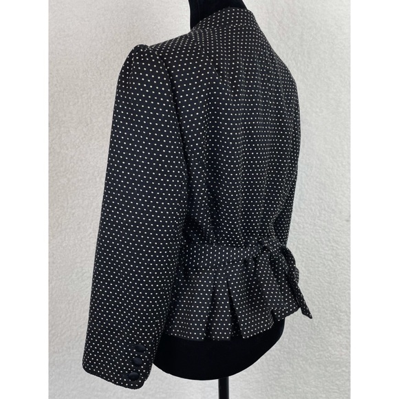 (VTG) NANETTE LEPORE •  Black Embroidered Dot Pattern Wool Blazer - Picture 8 of 16